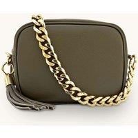 Leather Crossbody Bag With Gold Chain Shoulder Strap