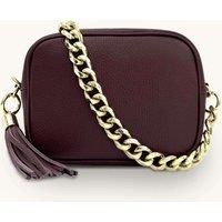 Leather Crossbody Bag With Gold Chain Shoulder Strap