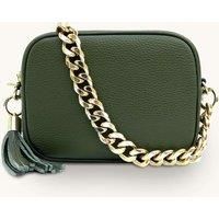 Leather Crossbody Bag With Gold Chain Shoulder Strap
