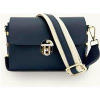 The Bloxsome Navy Leather Crossbody Bag With Canvas Strap