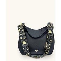 The Harriet Black Leather Bag With Grey Leopard Strap