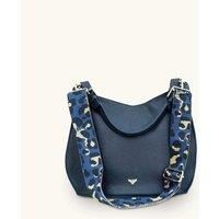 The Harriet Navy Leather Bag With Navy Leopard Strap
