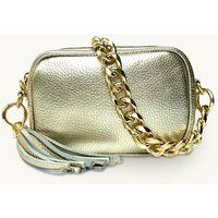 Apatchy London Women's The Mini Tassel Leather Phone Bag With Gold Chain Shoulder Strap