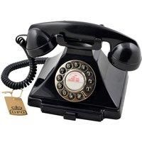 GPO Carrington Classic Retro Push-Button Phone - Pull-Out Tray, Traditional Bell Ring Tone - Black