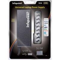 Infapower Universal Laptop Power Supply 90W with USB port 10 Tips (P034)
