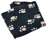 Petface Archie's Fleece Comforter Paw Print Blanket for Dog, Black