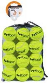 Petface Super Tennis Balls for dogs, throw and fetch, outdoor exercise, 12 pack
