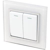 RETROTOUCH Crystal Double Light Switch, White Chrome Trim, 2-Way, 10AX
