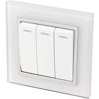 Retrotouch Crystal Triple Light Switch, White CHOME Trim, 2-Way, 10AX