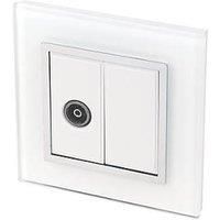 Retrotouch Crystal 1-Gang Coaxial TV Socket White Glass with White Inserts (4743J)