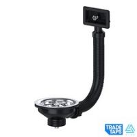 VIVA Stainless Steel Basket Strainer Sink Waste & Plug with SQUARE Overflow NEW