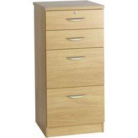 R White Four Drawer Filing Cabinet, Classic Oak