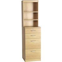 R White Four Drawer Filing Cabinet With OSA Hutch, Classic Oak