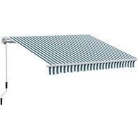 Outsunny 4m x 3(m) Garden Patio Manual Awning Canopy Sun Shade Shelter Retractable Green and White