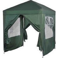Outsunny 2m x 2m Garden Heavy Duty Pop Up Gazebo Marquee Party Tent Wedding Awning Canopy New With free Carrying Case Green + Removable 2 Walls 2 Windows