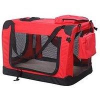 PawHut Folding Fabric Soft Portable Pet Dog Cat Crate Puppy Kennel Cage Carrier House Medium 23" Red New