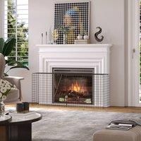 HOMCOM Extendable Fireguard Screen-Black