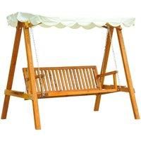Outsunny Swing Chair 3 Seater Swinging Wooden Hammock Garden Seat Outdoor Canopy