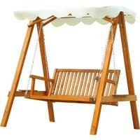 Outsunny 2 Seater Wooden Garden Swing Chair Seat Hammock Bench Furniture Lounger