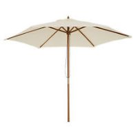 2.5m Wood Wooden Garden Parasol Sun Shade Patio Outdoor Umbrella Canopy Cream