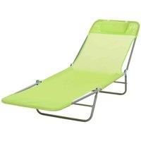 Outsunny Adjustable Sun Bed Garden Lounger Recliner Relaxing Camping Green