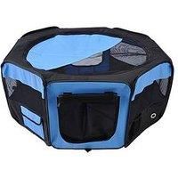 PawHut Fabric Pet Puppy Dog Cat Rabbit Pig Guinea Playpen Play Pen Run L37 x H37cm x D95cm Blue and Black
