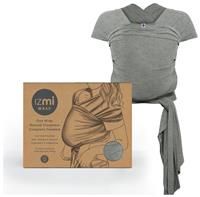 Izmi Essential Baby Wrap | Soft Stretch Natural Cotton Material with 2 Hands Free Carrying Positions | UK Hip Healthy Design Ideal Suitable from Birth to 9kg | Mid Grey