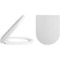 Nuie Asselby D-Shape Thermoplastic Toilet Seat with Soft Close Hinge - White