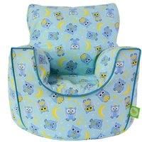 Cotton Blue Owl Bean Bag Arm Chair Toddler Size