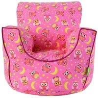 Cotton Pink Owls Bean Bag Arm Chair with Beans Toddler Size From Bean Lazy