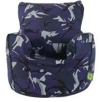 BeanLazy Cotton Urban Camo Camouflage Blue Bean Bag Arm Chair with Beans Toddler Size