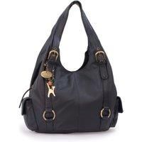 Catwalk Collection Handbags - Women's Large Leather Shoulder Bag - ALEX - Black