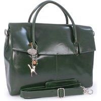 Catwalk Collection Handbags - Ladies Extra Large Leather Briefcase/Shoulder/Cross Body Bag - Women's Organiser Work Bag - Laptop Bag With Padded Compartment - HELENA - Green