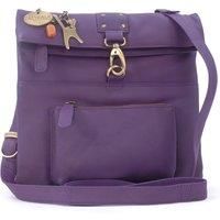 Catwalk Collection Handbags - Women/'s Leather Anti Theft Cross Body Bag - Small Messenger Bag - Adjustable Shoulder Strap - Dispatch - Purple