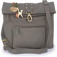 Catwalk Collection Handbags - Ladies Leather Cross Body Bag - Adjustable Shoulder Strap - DISPATCH - Grey