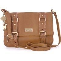 Catwalk Collection Handbags - Women/'s Leather Cross Body Bag - Medium Messenger Bag - Adjustable Shoulder Strap - Abbey Road - Tan
