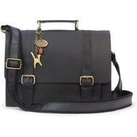 Catwalk Collection Handbags - Ladies Leather Work Satchel - Briefcase Messenger Bag - CANTERBURY - Black