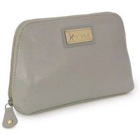 Catwalk Collection Handbags Emma Leather Cosmetic Makeup Bag in Grey
