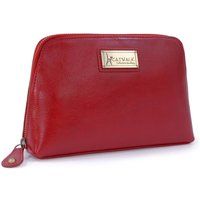 Catwalk Collection Handbags - Women's Vintage Leather Cosmetic Clutch/Makeup Pouch/Travel Beauty Bag - EMMA - Red