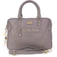 Catwalk Collection Handbags - Women/'s Leather Tote Shoulder Bag - Ladies Briefcase Work Bag - Additional Cross Body Strap - Tablet/Laptop Messenger Bag - SIENNA - Grey