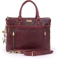 Catwalk Collection Handbags - Ladies Leather Briefcase Cross Body Bag - Women's Organiser Work Bag - Tablet/Laptop Bag - ADELE - Red