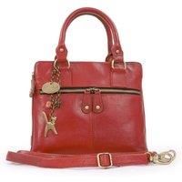 Catwalk Collection Handbags - Vintage Leather Handbag - Shoulder Bag/Cross Body Bag - Includes Shoulder Strap - Fits Kindle Fire - VICKY - Red
