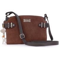 CCatwalk Collection Handbags - Women/'s Leather Cross Body Bag - Medium Handbag - Adjustable Strap - Smooth Leather And Suede - Amanda - Brown