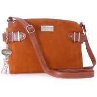 Catwalk Collection Handbags - Women/'s Leather Cross Body Bag - Medium Handbag - Adjustable Strap - Smooth Leather And Suede - Amanda - Tan