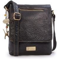 CATWALK COLLECTION HANDBAGS - Genuine Leather Messenger Bag with Long Shoulder Strap - Anti-Theft Crossbody Bag - Fits Tablet or iPad - ANJA - Black