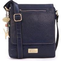 Catwalk Collection Handbags - Women/'s Leather Anti Theft Crossbody Bag - Medium Messenger Bag - Adjustable Shoulder Strap - ANJA - Blue