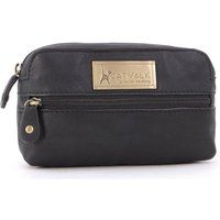 Catwalk Collection Handbags - Ladies Small Leather Cosmetic Bag - Accessories & Makeup Pouch for Handbag - Compact Camera Case - Savannah - Black