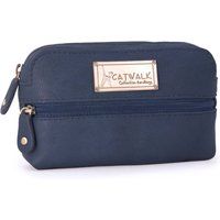 CATWALK COLLECTION HANDBAGS - Compact Camera Case - Genuine Leather - Accessories Pouch For Handbag - Small Travel Bag - Multi Use - SAVANNAH - Blue