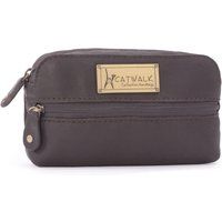 Catwalk Collection Handbags - Ladies Small Leather Cosmetic Bag - Accessories & Makeup Pouch for Handbag - Compact Camera Case - Savannah - Brown