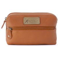 Catwalk Collection Handbags Savannah Leather Make Up & Accessory Case in Tan